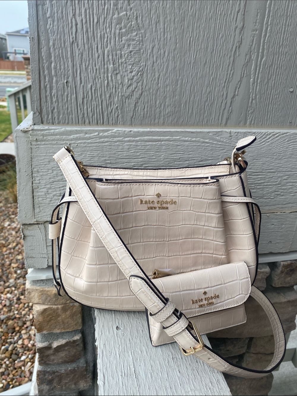 Kate Spade New York Dumpling Croc-Embossed Leather Crossbody Bag with wallet - Picture 5 of 13